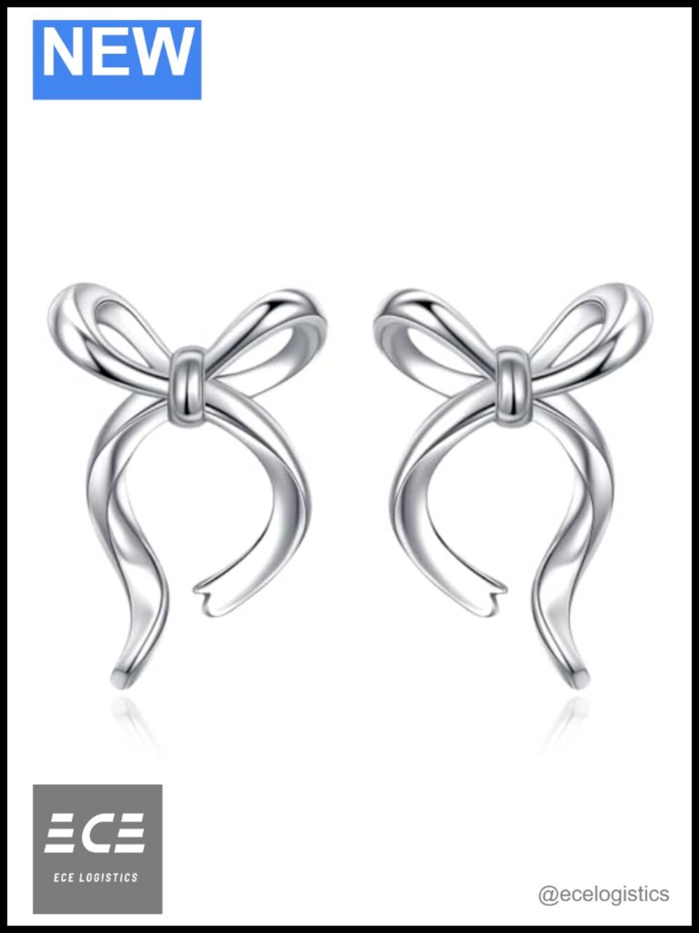 S925 Sterling Silver Bow Ribbon Stud Earrings Dainty Teardrop Women Everyday